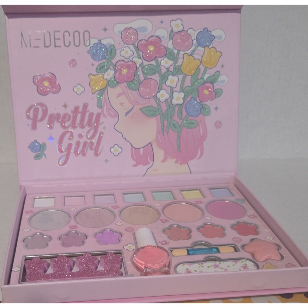 Pretty Girl Pink Makeup Set Eye Shadow Blush Lip Gloss Nail Polish Applicator